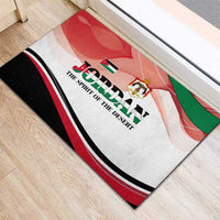 Jordan Emblem Rubber Doormat with Flag Colors and Desert Spirit Quote