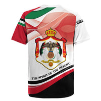 Jordan Emblem Rugby Jersey with Flag Colors and Desert Spirit Quote