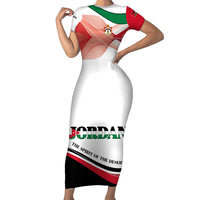 Jordan Emblem Short Sleeve Bodycon Dress with Flag Colors and Desert Spirit Quote