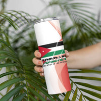 Jordan Emblem Skinny Tumbler with Flag Colors and Desert Spirit Quote