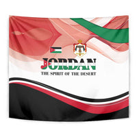 Jordan Emblem Tapestry with Flag Colors and Desert Spirit Quote