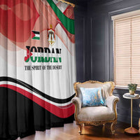 Jordan Emblem Window Curtain with Flag Colors and Desert Spirit Quote