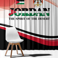 Jordan Emblem Window Curtain with Flag Colors and Desert Spirit Quote