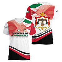 Jordan Emblem Women V-Neck T-Shirt with Flag Colors and Desert Spirit Quote