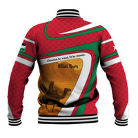 Wadi Rum Desert Baseball Jacket with Camel Rider and Jordan Flag Colors