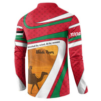 Wadi Rum Desert Button Sweatshirt with Camel Rider and Jordan Flag Colors