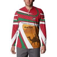 Wadi Rum Desert Button Sweatshirt with Camel Rider and Jordan Flag Colors
