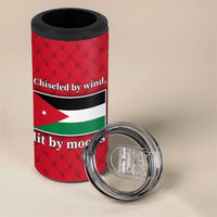 Wadi Rum Desert 4 in 1 Can Cooler Tumbler with Camel Rider and Jordan Flag Colors