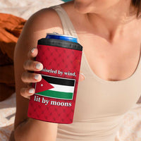 Wadi Rum Desert 4 in 1 Can Cooler Tumbler with Camel Rider and Jordan Flag Colors
