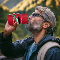 Wadi Rum Desert 4 in 1 Can Cooler Tumbler with Camel Rider and Jordan Flag Colors