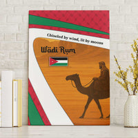 Wadi Rum Desert Canvas Wall Art with Camel Rider and Jordan Flag Colors