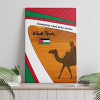 Wadi Rum Desert Canvas Wall Art with Camel Rider and Jordan Flag Colors
