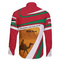 Wadi Rum Desert Family Matching Puletasi and Hawaiian Shirt with Camel Rider and Jordan Flag Colors
