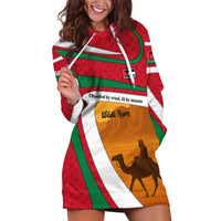 Wadi Rum Desert Hoodie Dress with Camel Rider and Jordan Flag Colors