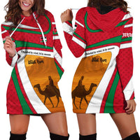Wadi Rum Desert Hoodie Dress with Camel Rider and Jordan Flag Colors
