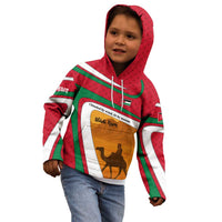 Wadi Rum Desert Kid Hoodie with Camel Rider and Jordan Flag Colors