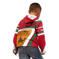 Wadi Rum Desert Kid Hoodie with Camel Rider and Jordan Flag Colors