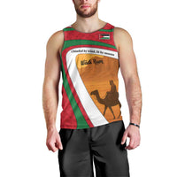 Wadi Rum Desert Men Tank Top with Camel Rider and Jordan Flag Colors