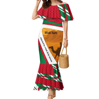 Wadi Rum Desert Mermaid Dress with Camel Rider and Jordan Flag Colors