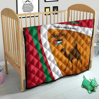 Wadi Rum Desert Quilt with Camel Rider and Jordan Flag Colors