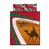 Wadi Rum Desert Quilt Bed Set with Camel Rider and Jordan Flag Colors