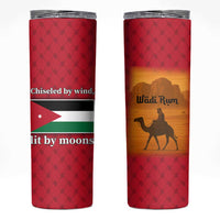 Wadi Rum Desert Skinny Tumbler with Camel Rider and Jordan Flag Colors