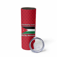 Wadi Rum Desert Skinny Tumbler with Camel Rider and Jordan Flag Colors