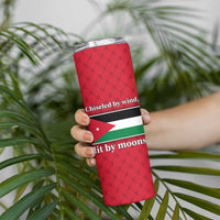 Wadi Rum Desert Skinny Tumbler with Camel Rider and Jordan Flag Colors