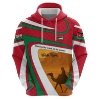 Wadi Rum Desert Zip Hoodie with Camel Rider and Jordan Flag Colors