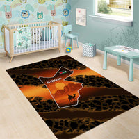 Jordan Desert Sunset Area Rug with Camel and Traditional Geometric Pattern
