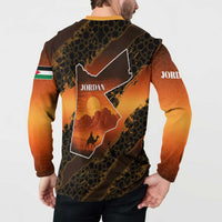 Jordan Desert Sunset Button Sweatshirt with Camel and Traditional Geometric Pattern