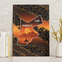 Jordan Desert Sunset Canvas Wall Art with Camel and Traditional Geometric Pattern