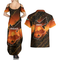 Jordan Desert Sunset Couples Matching Summer Maxi Dress and Hawaiian Shirt with Camel and Traditional Geometric Pattern