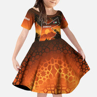 Jordan Desert Sunset Family Matching Off The Shoulder Long Sleeve Dress and Hawaiian Shirt with Camel and Traditional Geometric Pattern