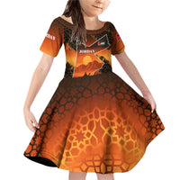 Jordan Desert Sunset Family Matching Off Shoulder Short Dress and Hawaiian Shirt with Camel and Traditional Geometric Pattern