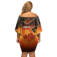 Jordan Desert Sunset Family Matching Off Shoulder Short Dress and Hawaiian Shirt with Camel and Traditional Geometric Pattern