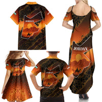 Jordan Desert Sunset Family Matching Summer Maxi Dress and Hawaiian Shirt with Camel and Traditional Geometric Pattern