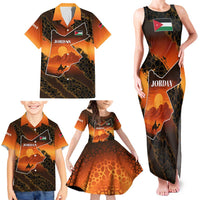 Jordan Desert Sunset Family Matching Tank Maxi Dress and Hawaiian Shirt with Camel and Traditional Geometric Pattern