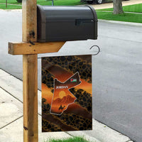 Jordan Desert Sunset Garden Flag with Camel and Traditional Geometric Pattern