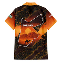 Jordan Desert Sunset Hawaiian Shirt with Camel and Traditional Geometric Pattern