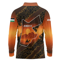 Jordan Desert Sunset Long Sleeve Polo Shirt with Camel and Traditional Geometric Pattern