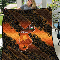 Jordan Desert Sunset Quilt with Camel and Traditional Geometric Pattern