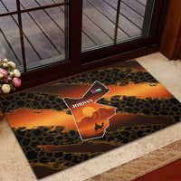 Jordan Desert Sunset Rubber Doormat with Camel and Traditional Geometric Pattern