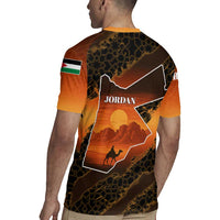 Jordan Desert Sunset Rugby Jersey with Camel and Traditional Geometric Pattern