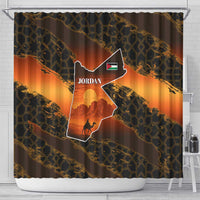 Jordan Desert Sunset Shower Curtain with Camel and Traditional Geometric Pattern