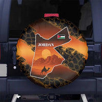 Jordan Desert Sunset Spare Tire Cover with Camel and Traditional Geometric Pattern