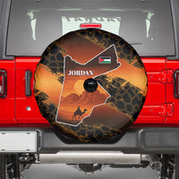 Jordan Desert Sunset Spare Tire Cover with Camel and Traditional Geometric Pattern