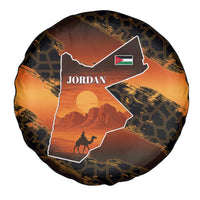 Jordan Desert Sunset Spare Tire Cover with Camel and Traditional Geometric Pattern