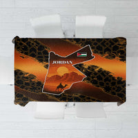 Jordan Desert Sunset Tablecloth with Camel and Traditional Geometric Pattern