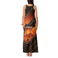 Jordan Desert Sunset Tank Maxi Dress with Camel and Traditional Geometric Pattern